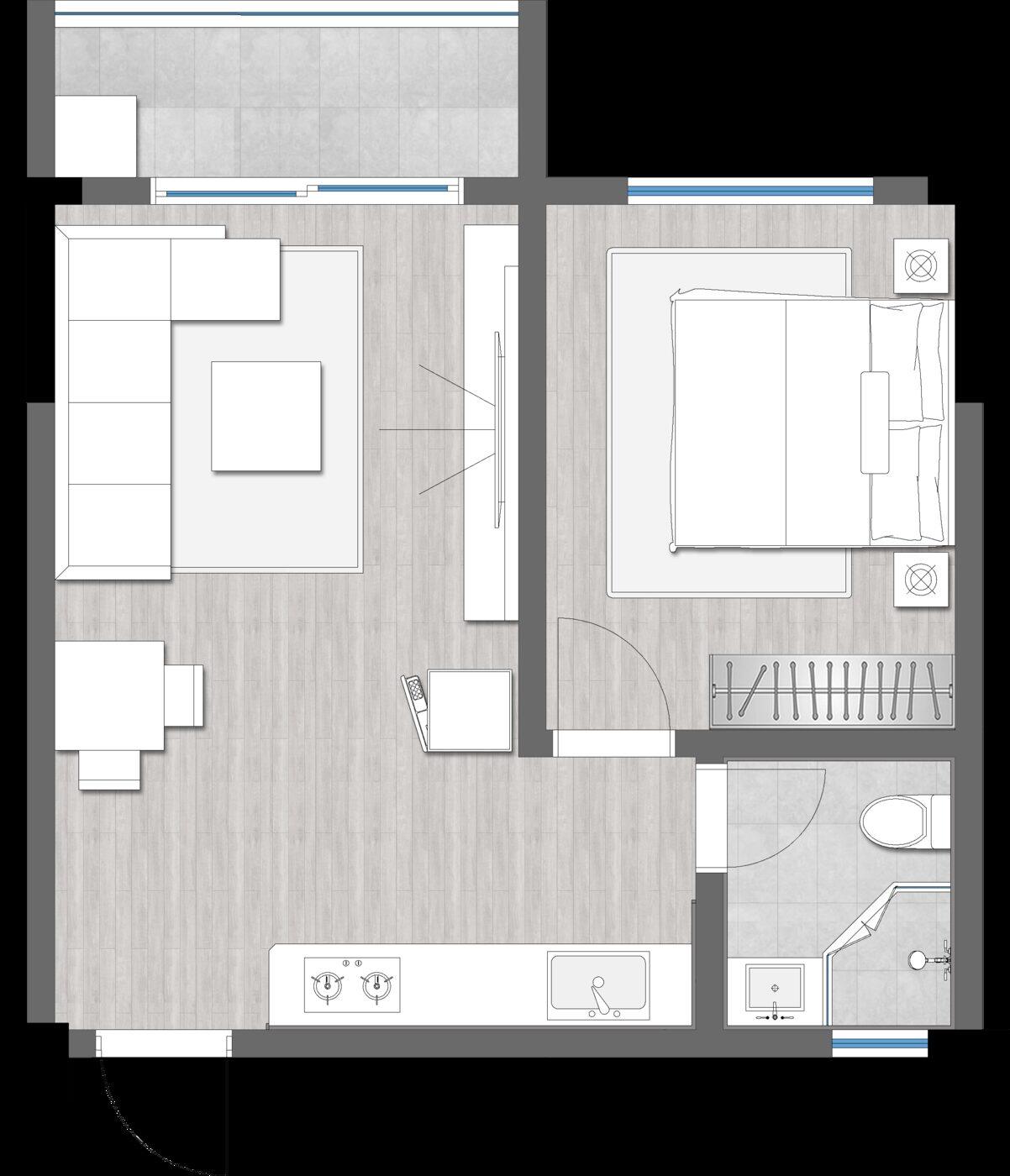 1B B floor plan
